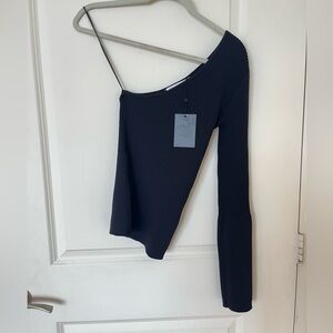 Maria McManus Black One-Shoulder Ribbed Top M